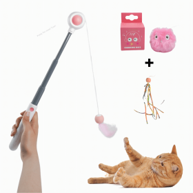 Cat Toy Two Product Sets, Including Retractable Laser Cat Toy Stick + Intelligent Bird Call Cat Toy Interactive Ball, Pet Fun Products