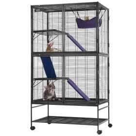 VEVOR 64.6" Metal Small Animal Cage 4-Tier Rolling Ferret Cage with Tray 3 Ramps