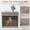 Dog Crate Furniture, Wooden Dog Crate End Table, 38.4 Inch Dog Kennel with 2 Drawers Storage, Heavy Duty Dog Crate