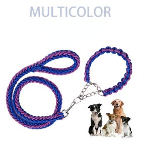 Eight-strand nylon braided dog collar leash dog chain impact blasting chain pet leash (Specification (L * W): S, colour: Red)