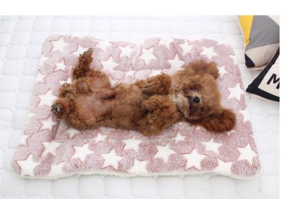 Cat dog sleeping mat warm thickened Sleeping pad blanket;  dog house warm mattress pet cushion (colour: White Star with Bean Paste, size: No.3 49*32cm)