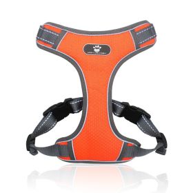 dog Harnesses; Pet Traction Rope Mesh Breathable Big Dog Chest Strap Vest Reflective Dog Rope Spot Wholesale (Specification (L * W): L (32-55 kg), colour: Orange)