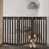 36 Inch Folding Wooden Freestanding Pet Gate Dog Gate with 360° Flexible Hinge